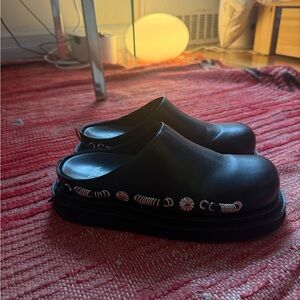 Black Toga Pulla Slip-On Clog with Silver Stud Accent
